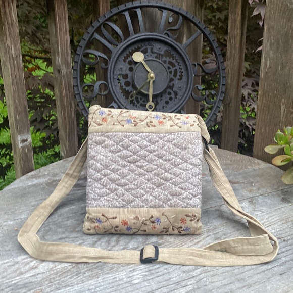 Blue Sky Handbags - Blue Sky 100% cotton corduroy embroidered flap bag made in Nepal